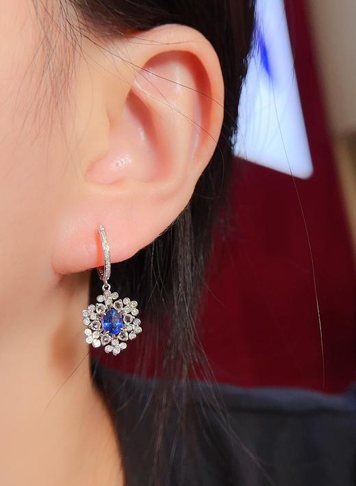 1.2ct刻面蓝宝石耳坠 商品图4