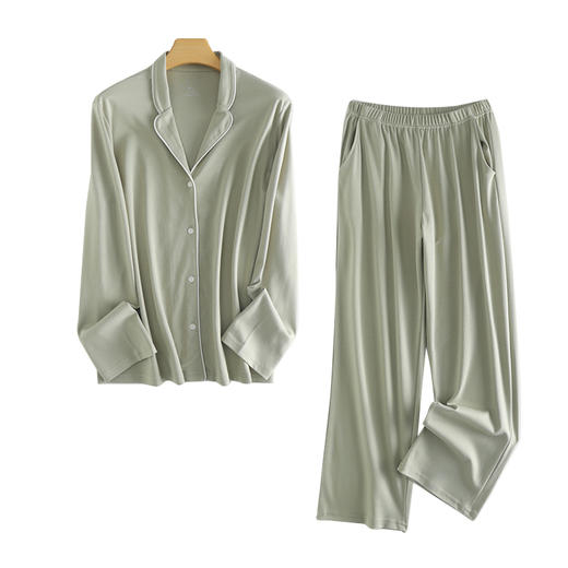weyo秋季新品女士舒感棉西服领廓形开衫舒适家居服套装睡衣50701 商品图4