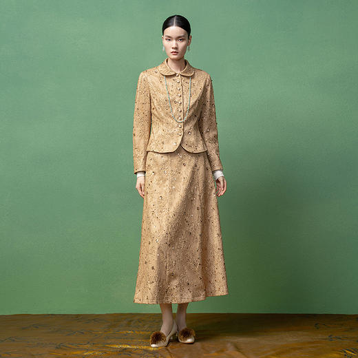 【林栖设计小店】金风玉露系列套装手工钉珠蕾丝2025秋季新款上衣半裙女1953139 商品图0