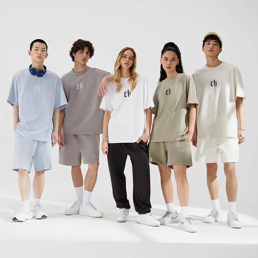 CHINISM CH白色T恤男短袖潮牌美式夏季简约纯色情侣圆领半袖 商品图3