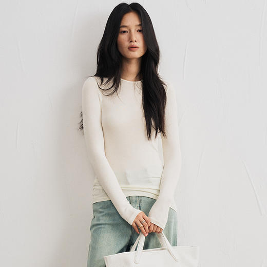 【软糯入心锁温系】山羊绒莫代尔混纺针织打底衫 商品图1