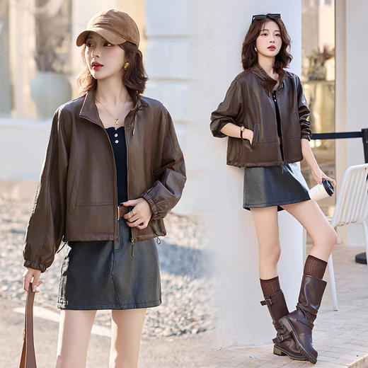 HR ZRX25123机车风皮衣水洗皮夹克外套 商品图0