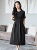 中秋大力度清仓~（不支持退）X7608 古泥/亦文压皱32%天丝小黑裙压皱气质宽边连衣裙-喜出 商品缩略图0