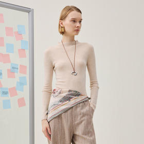 谜底套头针织衫长袖2025冬季新品半高领修身百搭毛衣女254MZ1917