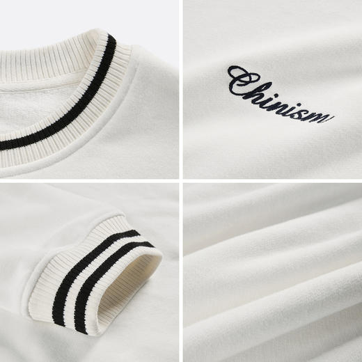 CHINISM赤尘 撞色绣花圆领卫衣男秋季新款重磅385G复古套头上衣 商品图4