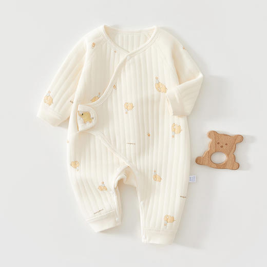 【柔软细腻！A类0荧光】按扣设计，易换衣，新生婴儿衣服秋冬季夹棉连体衣刚出生宝宝护肚哈衣纯棉a类保暖衣。rb 商品图6