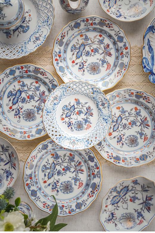 独角鹿西洋古董 德国著名瓷窑梅森Meissen出品赤金洋葱系列六人下午茶瓷器套件 商品图6