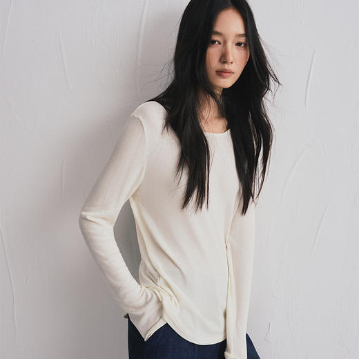 【软糯入心锁温系】山羊绒莫代尔混纺针织打底衫 商品图4