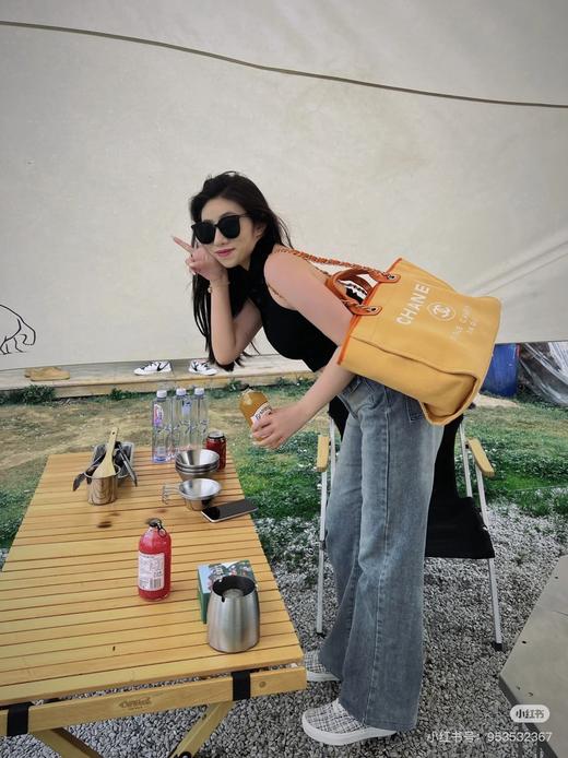 香家橘色帆布沙滩包 商品图1