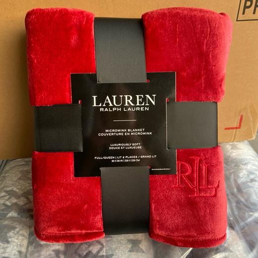 外贸原单 出口老美🇺🇸 RL法兰绒绣花抗静电大毛毯，因关税上涨📈订单滞留！ 商品图1