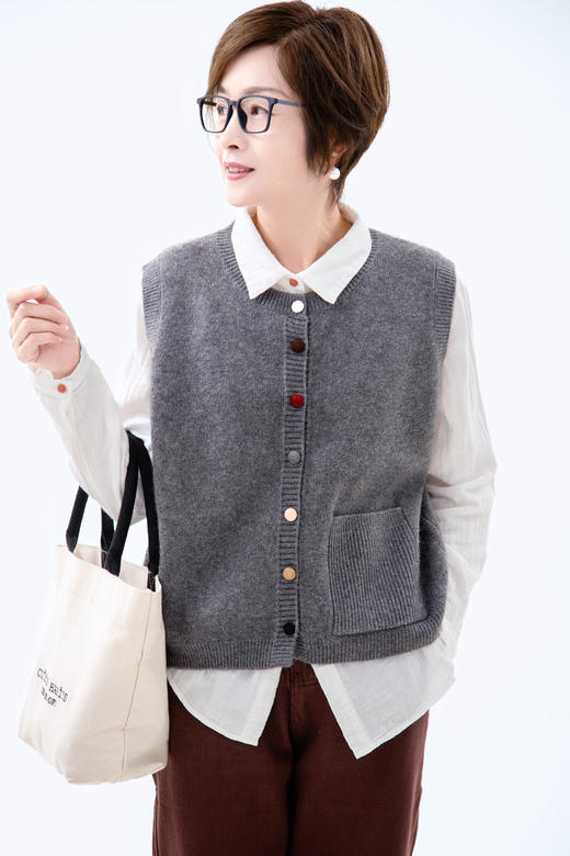 圆领针织背心 商品图0