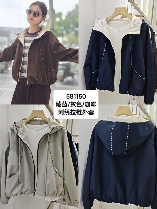 581150秋款上新 刺绣连帽拉链外套 商品图0