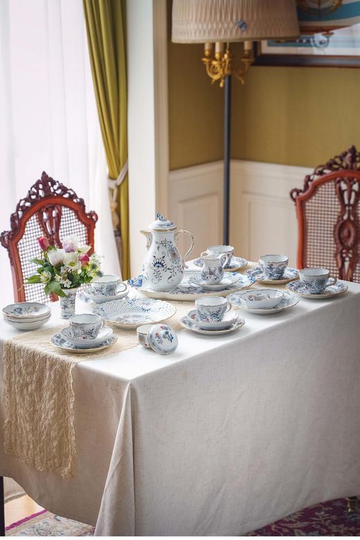 独角鹿西洋古董 德国著名瓷窑梅森Meissen出品赤金洋葱系列六人下午茶瓷器套件 商品图0