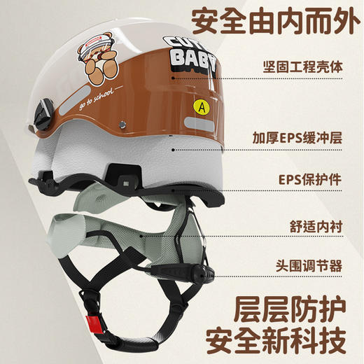 儿童头盔新国标3C认证 轻量化电动车头盔防晒宝宝半盔四季男女小孩帽 商品图3