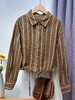 【秋新品】古泥/青孜品牌9818短款条纹可抽绳长袖衬衫-喜出 商品缩略图1