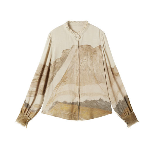 谜底花色衬衣长袖2025年冬季新品宫廷风复古印花衬衫女254MC1457 商品图4