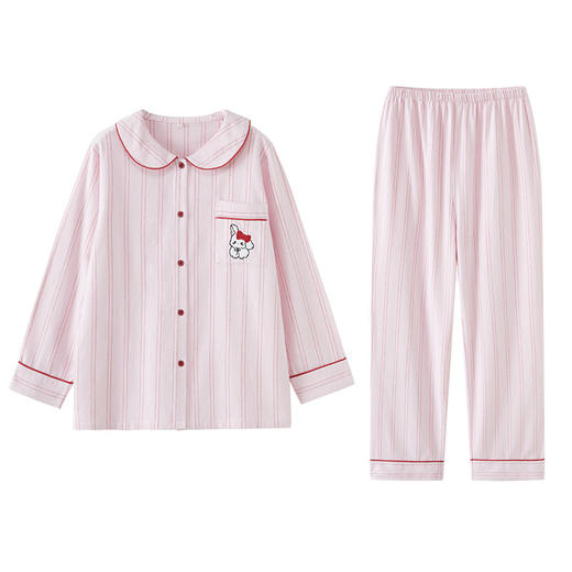 2025秋新款！纯棉磨毛条纹可爱长耳兔卡通宽松家居服 全棉睡衣套装冬季女士 商品图3