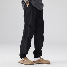 CHINISM赤尘 黑色降落伞美式工装裤男秋季伞兵裤户外束脚休闲裤