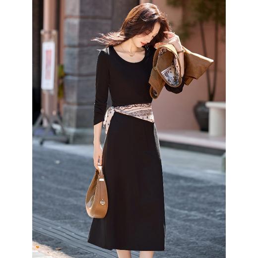 韩系时尚气质麂皮绒马甲，丝巾显瘦打底裙两件套HR-YF2621 商品图3