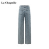 会员福利【高棉/柔垂】拉夏贝尔/La Chapelle一粒扣破洞牛仔裤女通勤高腰时尚休闲百搭直筒裤秋季新款 商品缩略图1