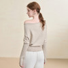 西遇气质露肩针织衫女2025秋季新款开叉下摆设计感斜肩收腰毛衣V3355194 商品缩略图4