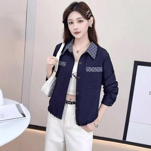 简约风时尚妈妈装休闲百搭洋气翻领显瘦外套2025早秋新款女装上衣 商品图0