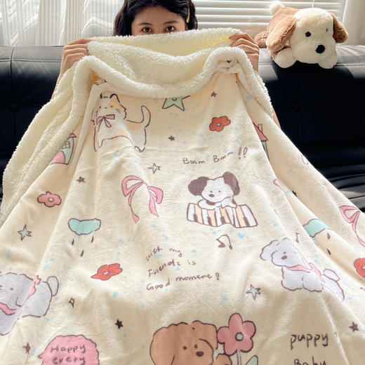 A类秋冬新款可爱风高克重加厚牛奶绒羊羔绒多功能毛毯沙发午睡毯 商品图5