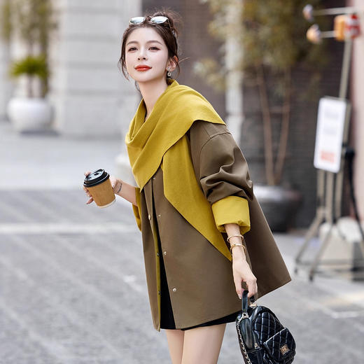 韩系ins风圆领披肩风衣，时尚设计感休闲上衣HR-AQHUI8121 商品图2