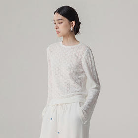 【林栖设计小店】镂空毛织上衣肌理感优雅百搭宽松显瘦2025秋季新款毛衣女G1954170
