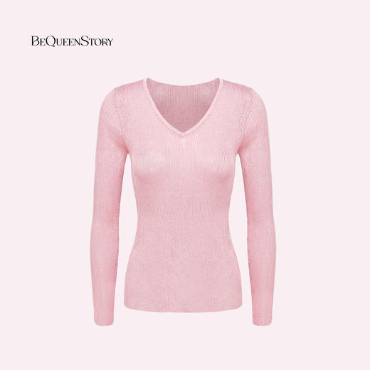 余潇潇【臻爱私语】百搭简约V领修身弹力内搭打底针织上衣秋新款 商品图0