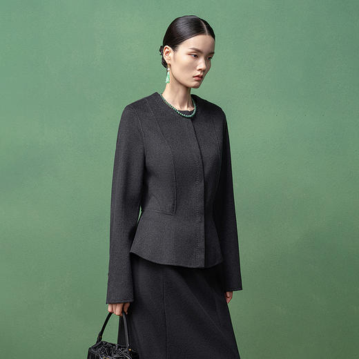 【林栖设计小店】金风玉露系列绵羊毛双面呢外套修身2025秋冬新款上衣女1954058 商品图4