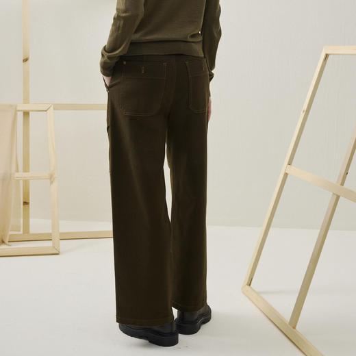 谜底阔腿裤长裤2025年冬季新品高腰立体口袋棉弹显瘦女254MK1620 商品图2