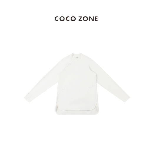 刘一一&COCOZONE圆领擦肩袖圆摆设计前短后长简约打底衫23C19491 商品图2