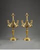 独角鹿西洋古董 19世纪法国著名铸造工坊Barbedienne签名出品帝政风格天鹅圣火主题铜鎏金精雕三枝头烛台一对 商品缩略图0