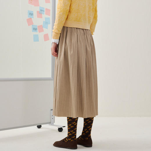 谜底松紧腰半裙2025年冬季新品不规则压褶A型中长裙女士254MB1697 商品图2