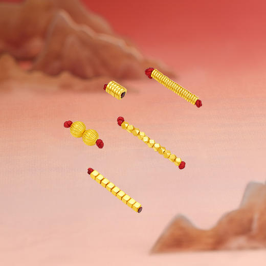 周六福黄金计价聚财盘缠金足金转运珠串珠可DIY手绳项链七夕礼物 商品图2