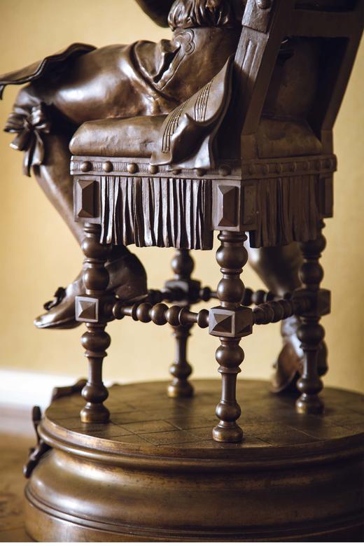 【已售】独角鹿西洋古董 19世纪法国雕塑家Adrien Étienne Gaudez签名创作人物主题青铜雕塑《长笛课》 商品图3