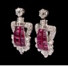 独角鹿西洋古董 英国出品装饰艺术风格铂金镶嵌红宝石及钻石耳坠一对 商品缩略图2