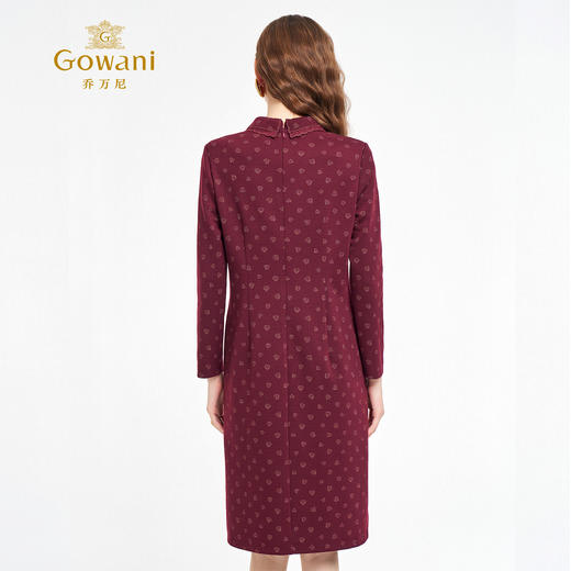 乔万尼2025秋新品复古精致名媛风收腰长袖连衣裙ED3E297 商品图4