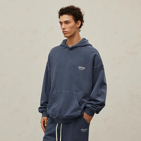 CHINISM CH500G重磅510G海军蓝连帽卫衣男秋季款潮流水洗做旧帽衫