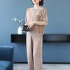 E2256气质女装中年妈妈时尚阔腿裤套装夏季短袖薄款冰丝针织休闲两件套 商品缩略图3