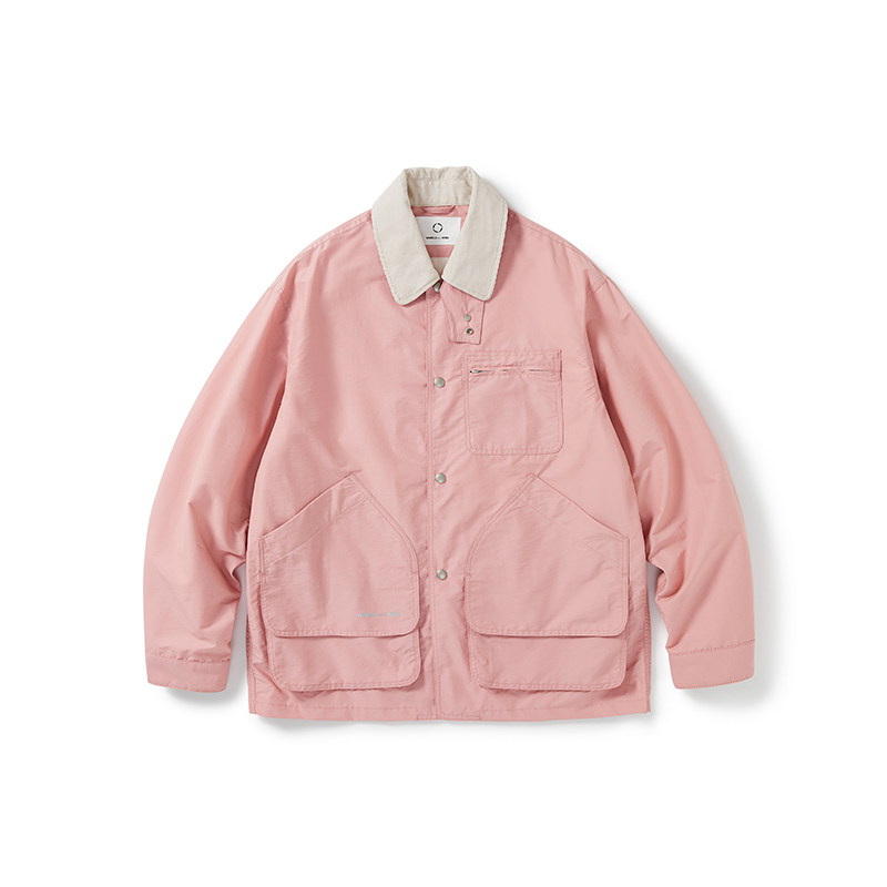 WHEELS and WIND 男女中性款防泼水猎装夹克 灯芯绒翻领拼接外套