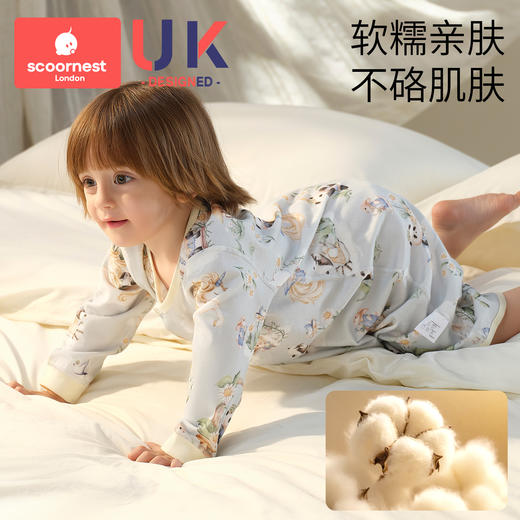 科巢四季宝宝睡袋纯棉连体衣开衫长袖睡衣居家透气款睡衣新生幼儿 商品图3
