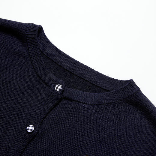 西遇字母刺绣圆领针织衫女2025秋季新款花边下摆假两件休闲开衫H0055175 商品图5