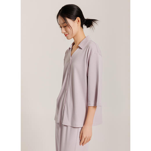 weyo秋冬女七分袖舒感棉垂感柔顺翻领开衫家居服套装50702 商品图1