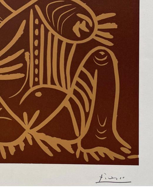 独角鹿西洋古董 1962年西班牙艺术大师签名创作出品限量麻胶版画作品《日光》 商品图4