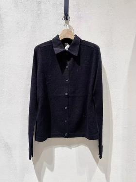 中性款翻领针织开衫毛衣