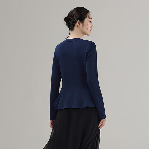 【林栖设计小店】（现货）荷叶边T恤莫代尔优雅百搭多色修身2025秋季新款上衣女1954146 商品图10