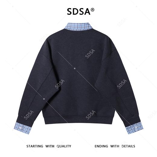 33755SDSA男士秋冬新款痞帅男装潮牌痞帅格子拼接半拉链翻领假两件卫衣 商品图5