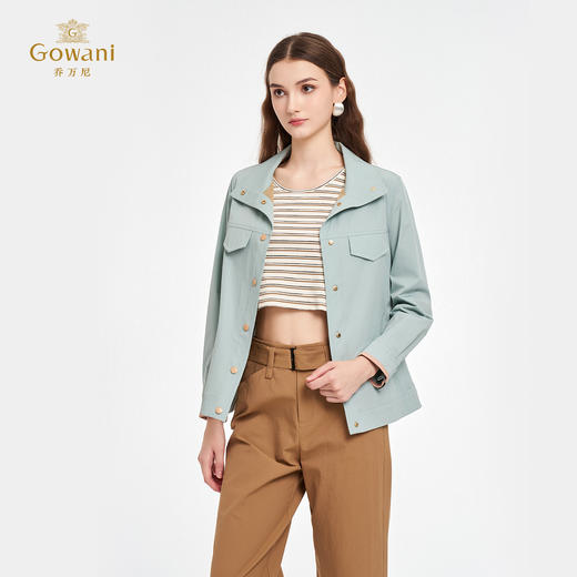 乔万尼新品2025秋休闲感复古挺括风衣撞色短款外套ED1B916 商品图3